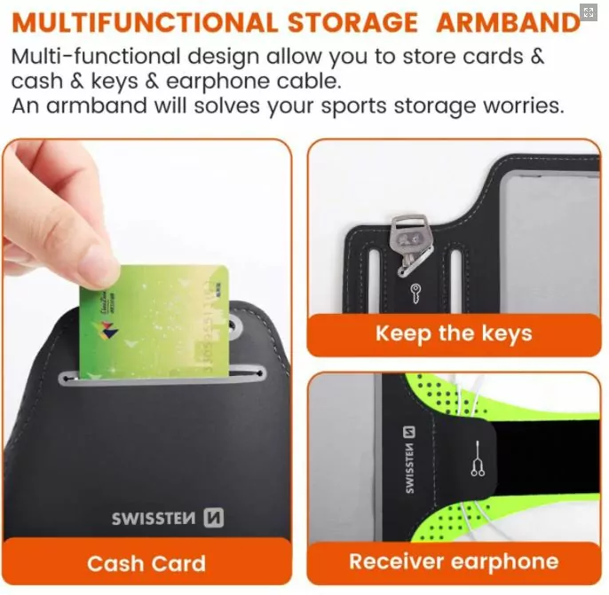 Sportovní pouzdro na ruku na běhání SWISSTEN ARMBAND pro mobily do 6" růžové