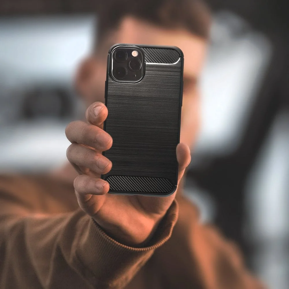 Silikonové pouzdro Coolcase Carbon na mobil Apple iPhone 13 Mini Černé