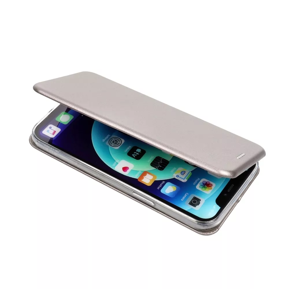 Otevírací flipové pouzdro Coolcase Elegance na mobil Apple iPhone 13 Pro stříbrné