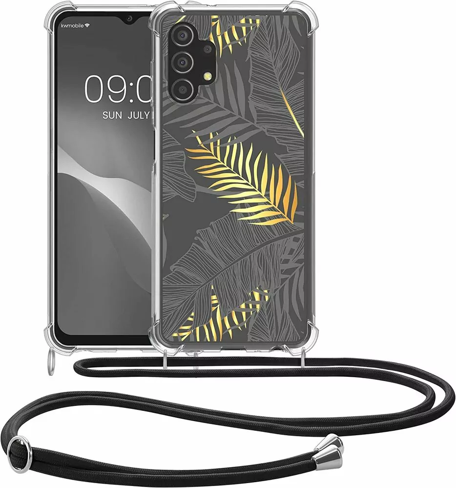 Pevné silikonové pouzdro kwmobile Crossbody na mobil Samsung Galaxy A13 s popruhem - indian sun