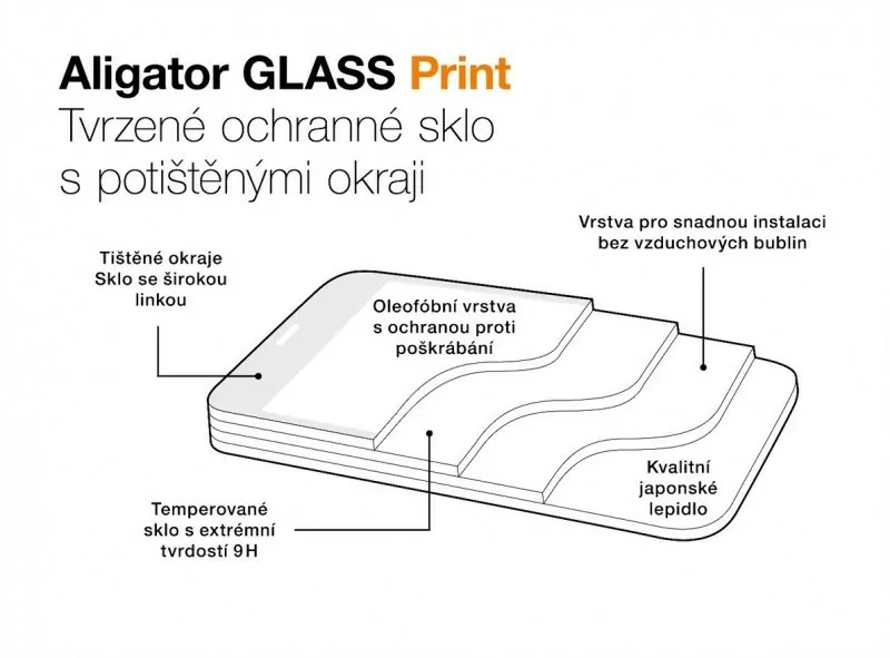 Ochranné sklo ALIGATOR PRINT na celý displej T Phone Pro černé