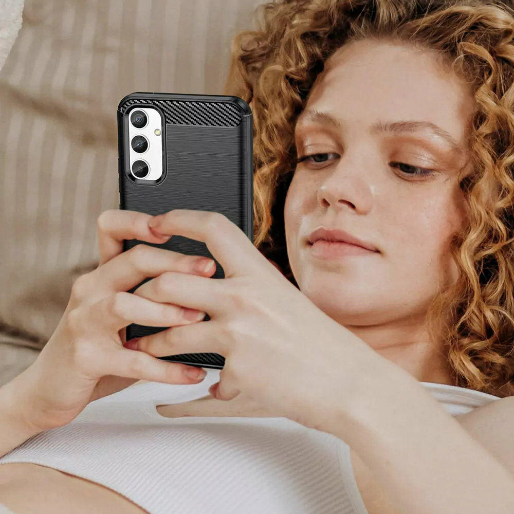 Silikonové pouzdro Coolcase Carbon na mobil Samsung Galaxy A34 5G Tmavě modré