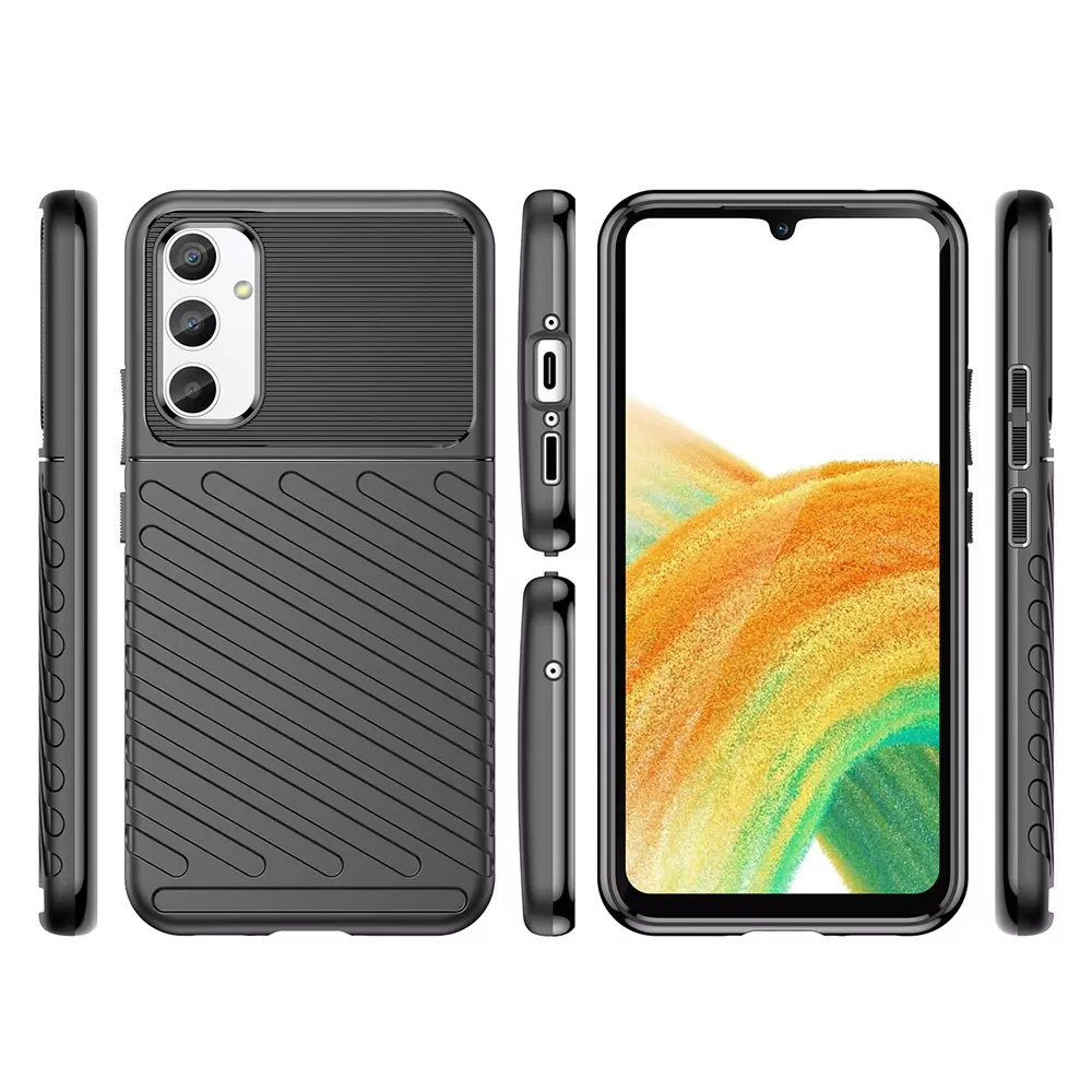 Odolnější gumové pouzdro Armored Thunder na mobil Samsung Galaxy A14 LTE / 5G Modré