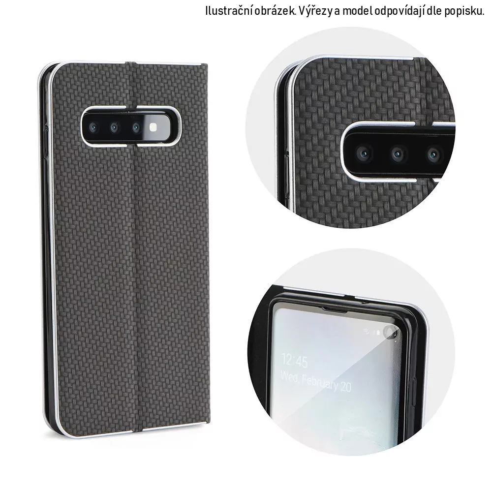 Luxusní flip pouzdro Luna Coolcase Carbon Book na mobil Apple iPhone 14 Pro Černé
