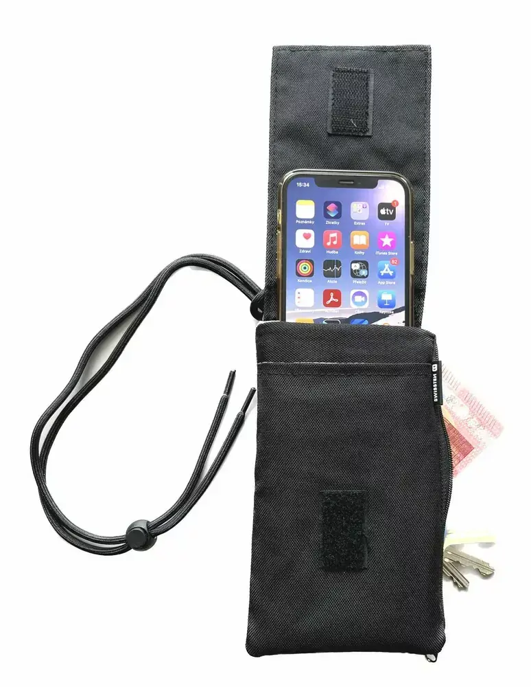 SWISSTEN POCKET kapsičkové pouzdro na krk pro mobily do 6,8" - černé