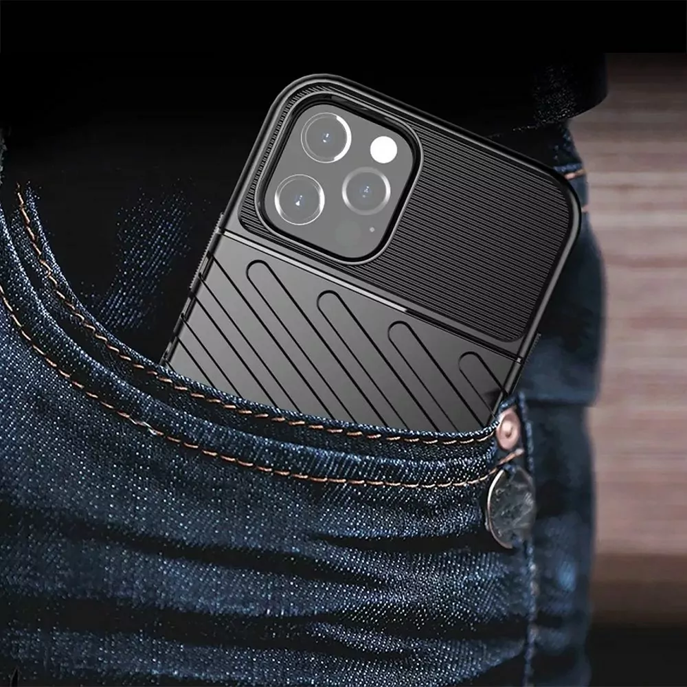 Odolnější gumové pouzdro Thunder na mobilní telefon Apple iPhone 15 Černé