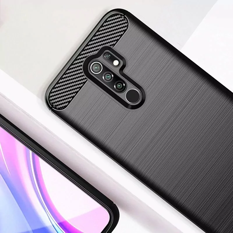 Silikonové pouzdro Coolcase Carbon na mobil Xiaomi Redmi 9 Černé