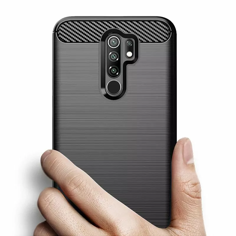 Silikonové pouzdro Coolcase Carbon na mobil Xiaomi Redmi 9 Černé