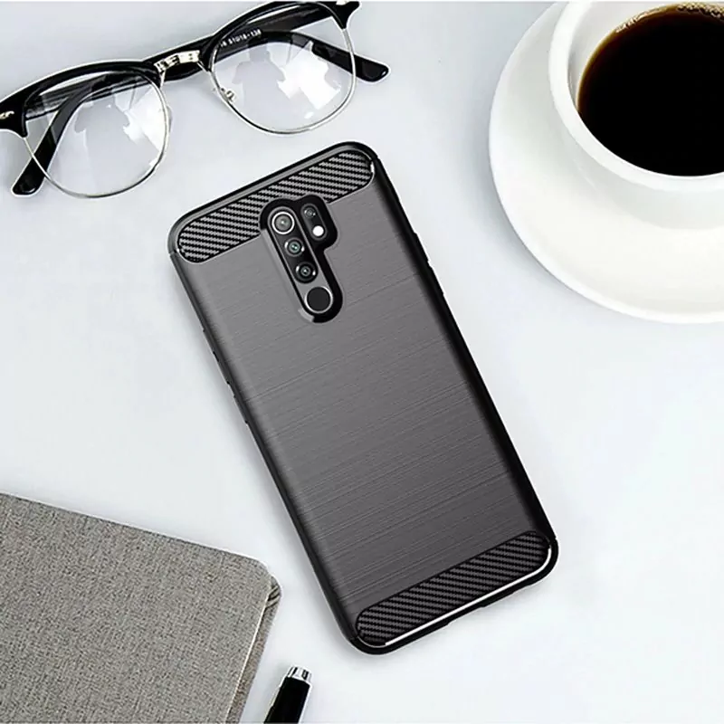 Silikonové pouzdro Coolcase Carbon na mobil Xiaomi Redmi 9 Černé
