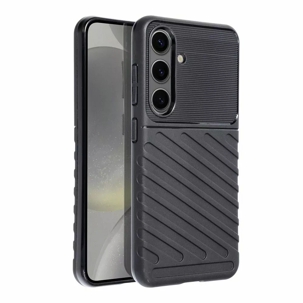 Odolnější gumové pouzdro Armored Thunder na mobil Samsung Galaxy S23 FE Černé