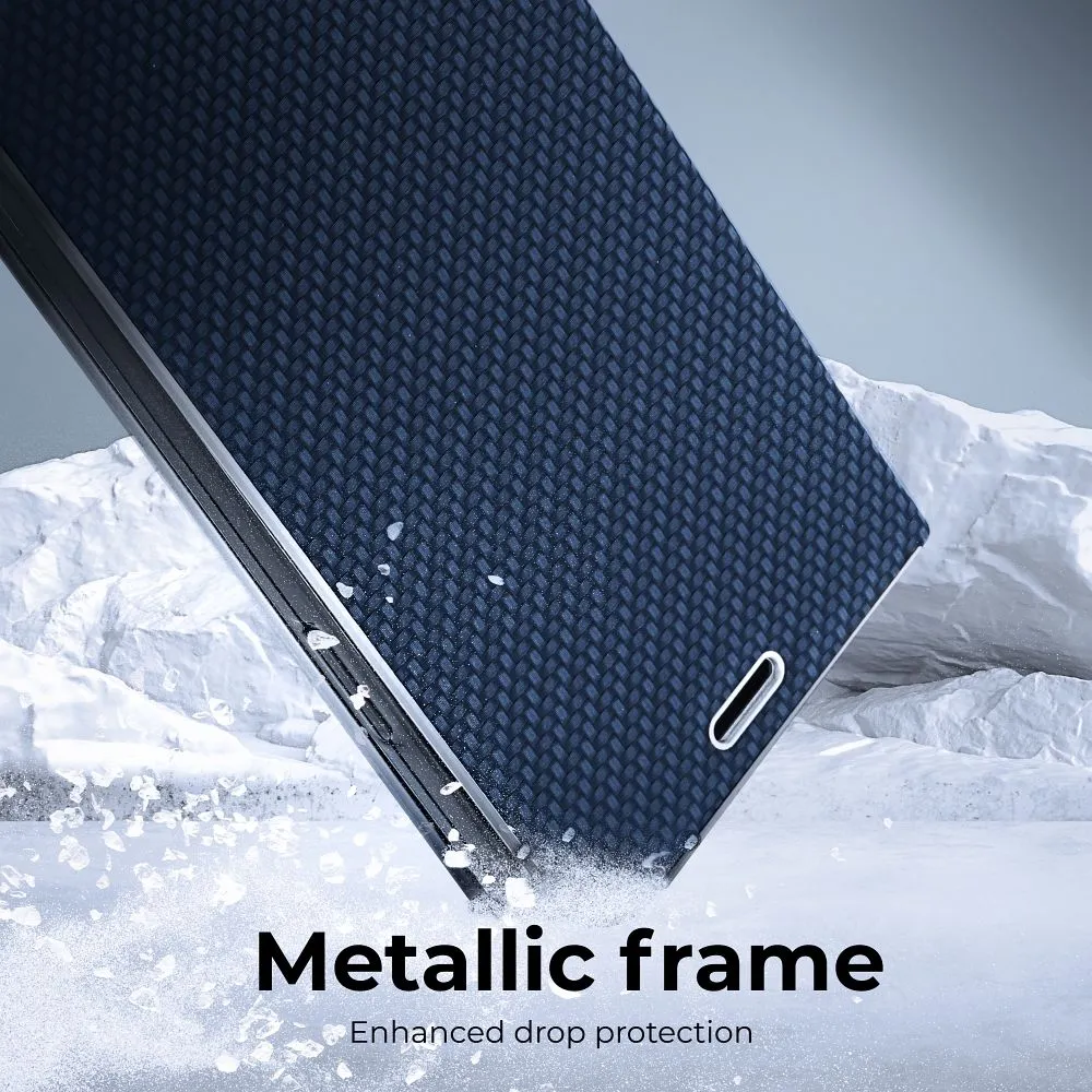 Luxusní flip pouzdro Luna Coolcase Carbon na mobil Samsung Galaxy A35 5G Modré