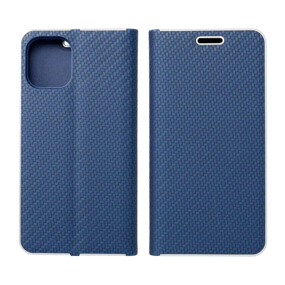 Luxusní flip pouzdro Luna Coolcase Carbon na mobil Samsung Galaxy A35 5G Modré
