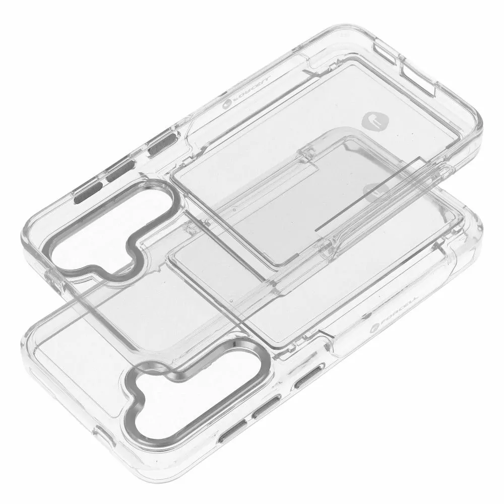 Silikonové pouzdro FORCELL F-PROTECT Crystal Pocket na mobil Samsung Galaxy S24 Ultra čiré se slotem na platební kartu