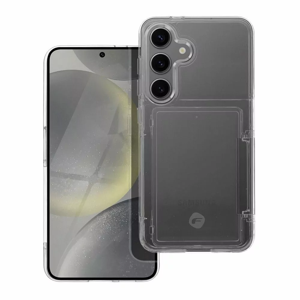 Silikonové pouzdro FORCELL F-PROTECT Crystal Pocket na mobil Samsung Galaxy S24 Ultra čiré se slotem na platební kartu