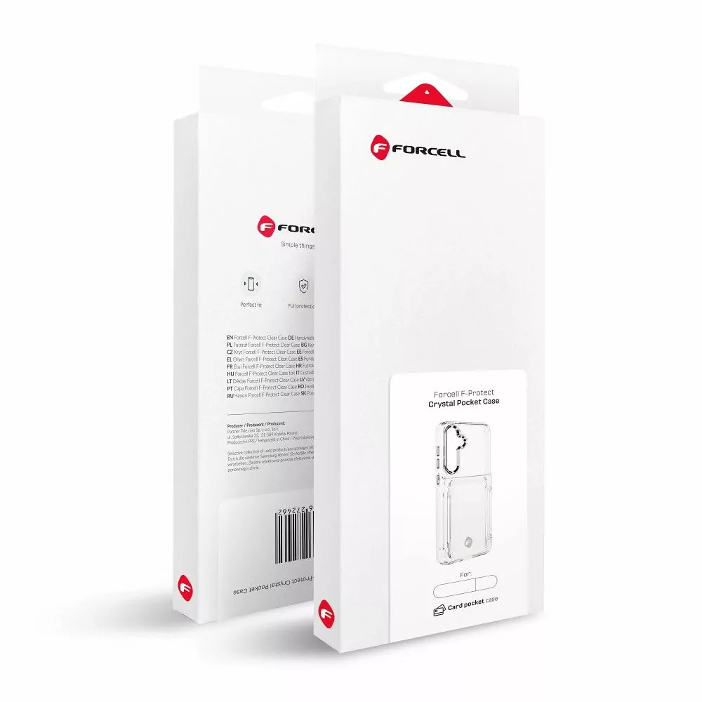 Silikonové pouzdro FORCELL F-PROTECT Crystal Pocket na mobil Samsung Galaxy S24 Ultra čiré se slotem na platební kartu