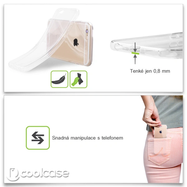 Silikonové pouzdro na mobil Coolcase Ultra Thin 0,5 mm Apple iPhone SE, 5 a 5S čiré