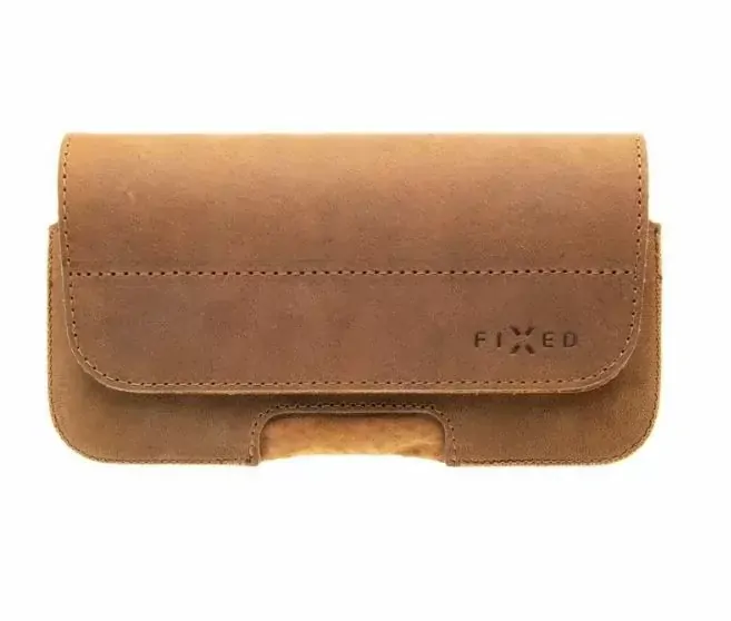 Horizontální kožené pouzdro FIXED Posh na opasek, vel. 5XL+, hnědé