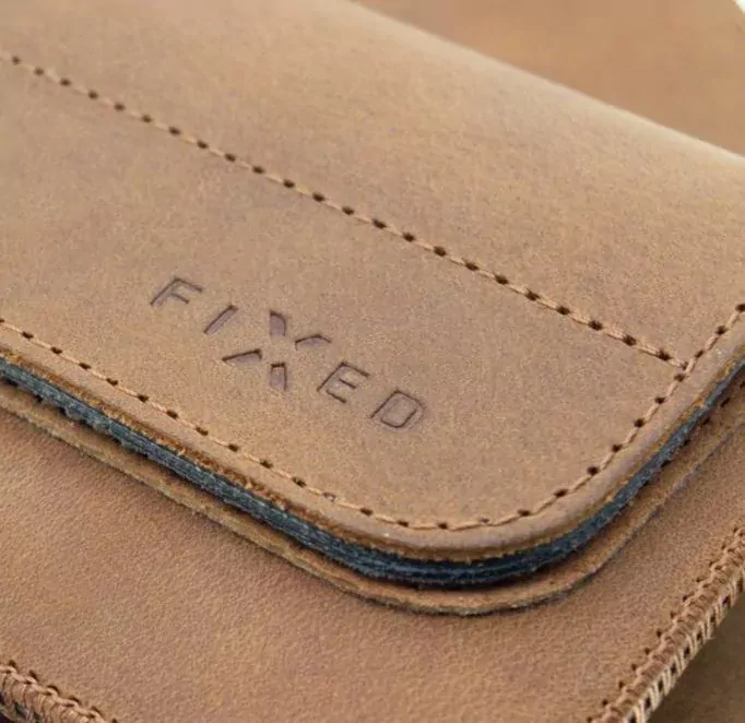 Horizontální kožené pouzdro FIXED Posh na opasek, vel. 5XL+, hnědé