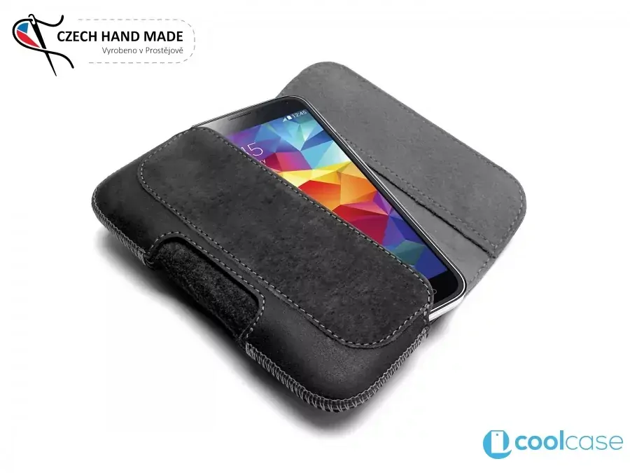 Horizontální kožené pouzdro FIXED Posh na opasek, vel. 4XL+ (plus), černé