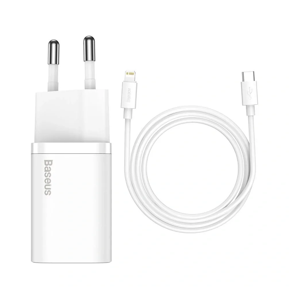 Rychlá nabíječka Baseus 20W + Lightning kabel – bílá