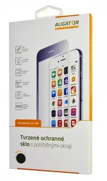 Ochranné bílé sklo ALIGÁTOR GLASS PRINT pro Apple iPhone 7 / 8 / SE 2020 / SE 2022 na celý displej 8595181145616
