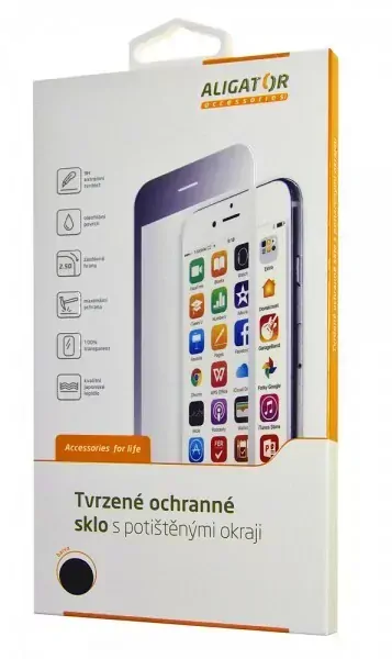 Ochranné černé sklo ALIGÁTOR GLASS PRINT pro Apple iPhone 7 / 8 / SE 2020 / SE 2022 na celý displej