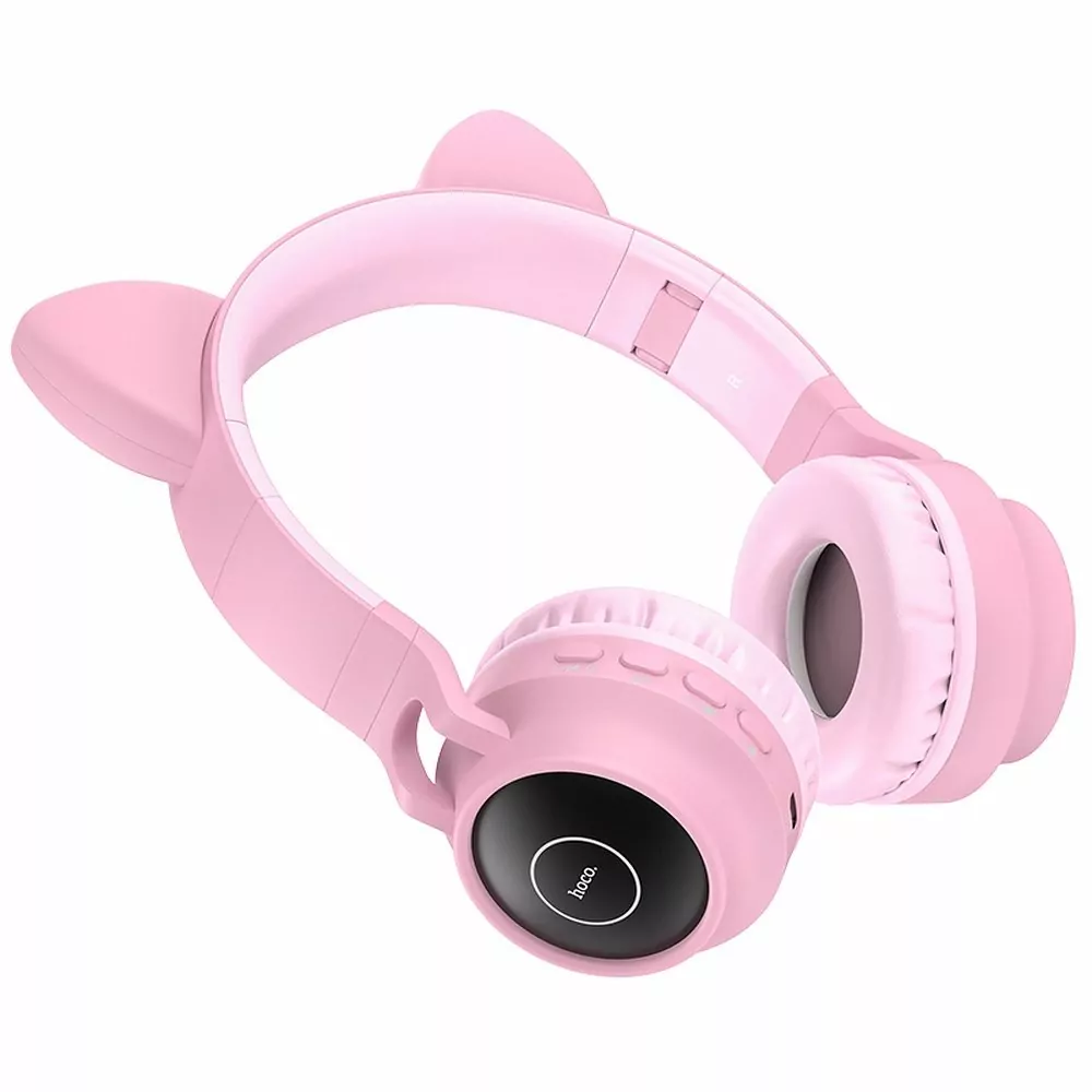 Bezdrátová sluchátka a bluetooth stereo headset HOCO W27 - růžová - kočičí ušiska (6931474718464)