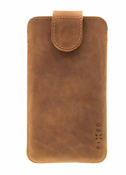 Univerzální kožený kapsičkový obal Fixed Posh velikost 5XL hnědé