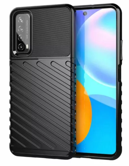 Odolnější gumové pouzdro Armored Thunder na mobilní telefon Huawei P Smart 2021 Černé