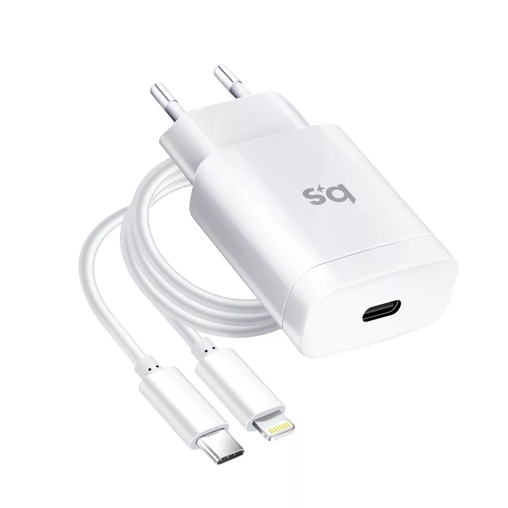 Rozpojitelná rychlá nabíječka do sítě Blue Star (1492) s konektorem Apple Lightning - USB-C 3A 18W QC 4.0 a PD pro iPhone 12, iPhone 11, iPhone XS
