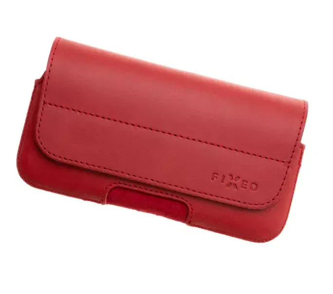 Horizontální kožené pouzdro FIXED Posh na opasek, vel. 4XL+ (plus), červené