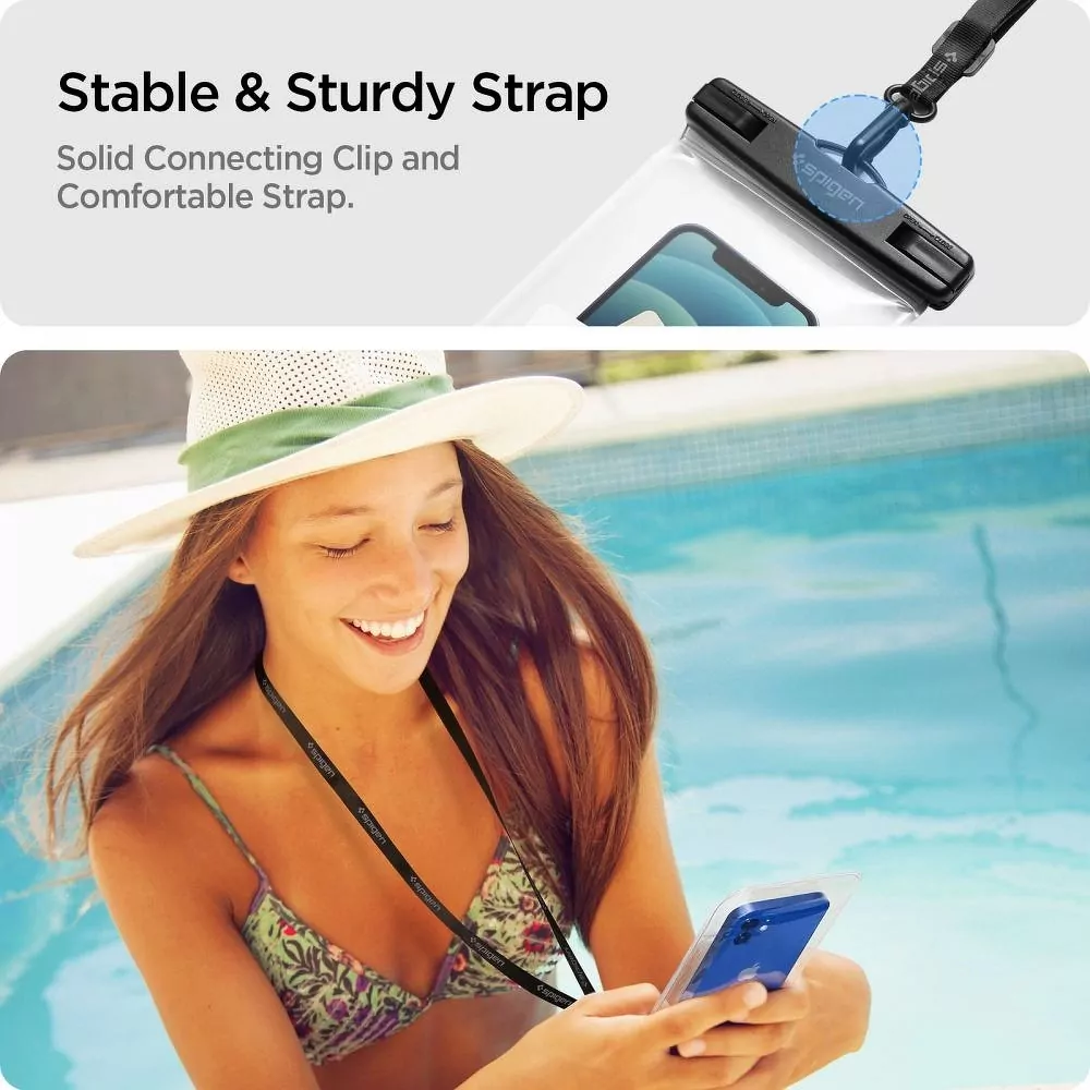 Vodotěsné pouzdro SPIGEN A601 - IPX8 pro mobily do rozměru 163 x 90 mm, 2ks v balení - čiré