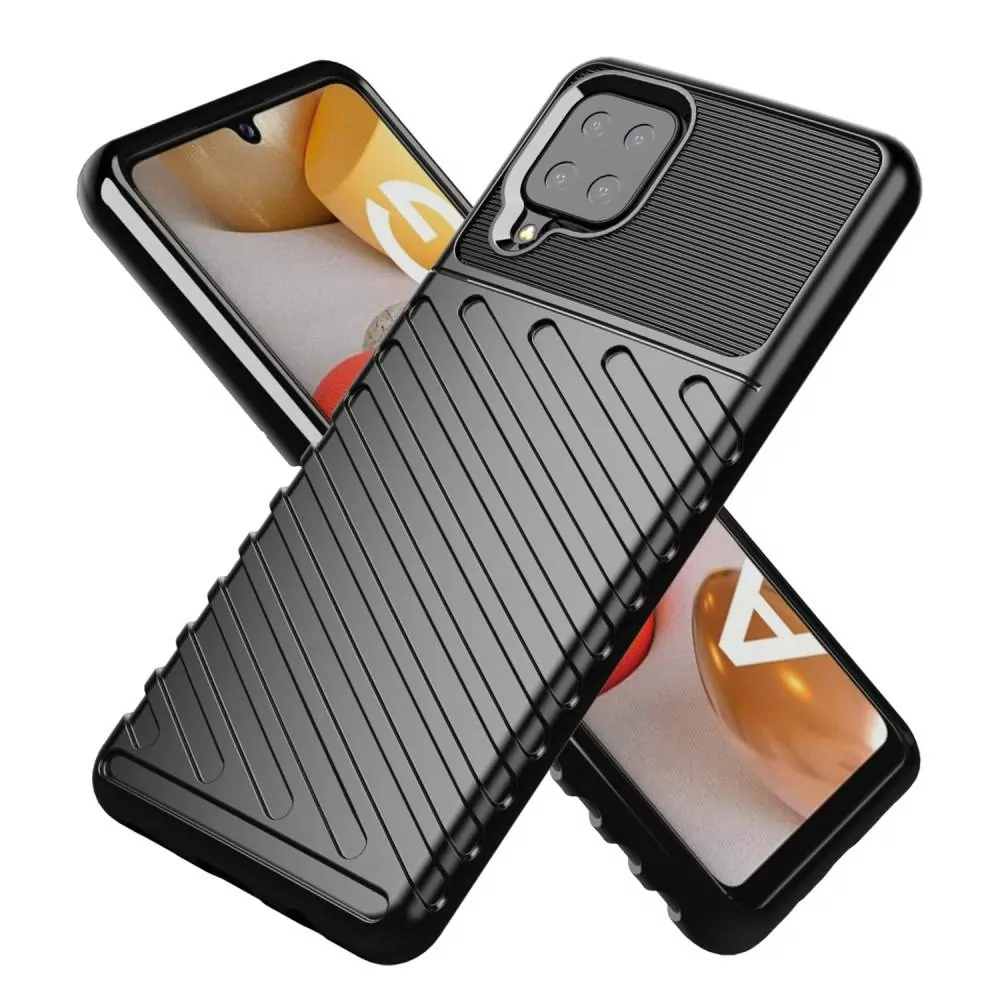 Odolnější gumové pouzdro Armored Thunder na mobilní telefon Samsung Galaxy A22 4G Černé