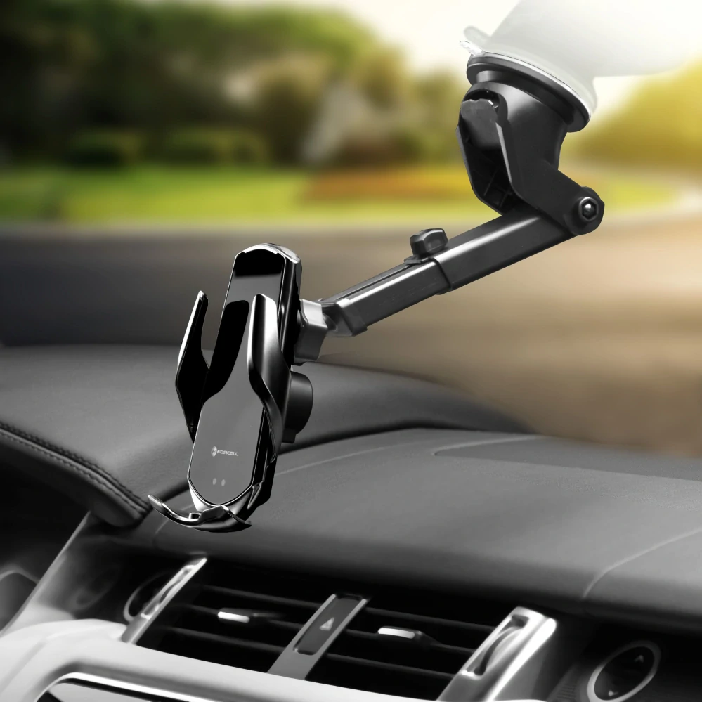 Držák do auta Forcell HS1 s Qi nabíjením 15W - černý