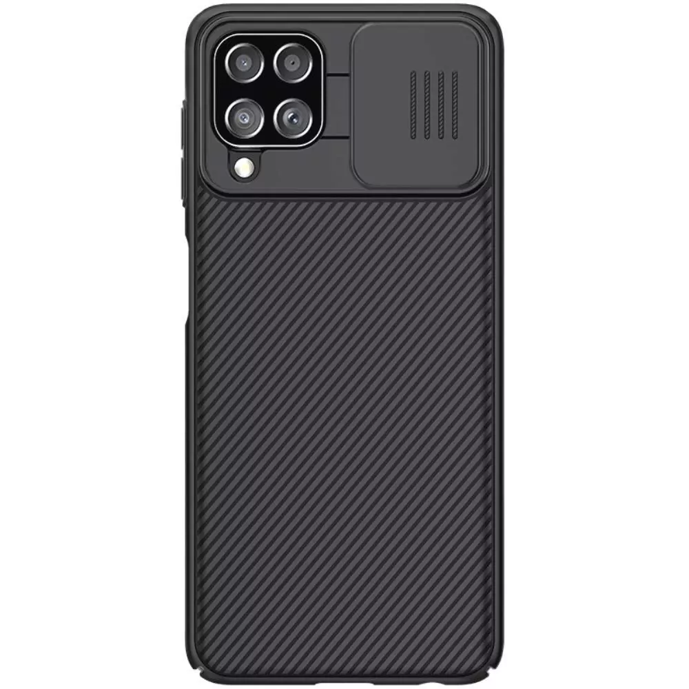 Silikonové pouzdro Nillkin CamShield na mobil Samsung Galaxy A22 4G černé s krytkou fotoaparátu