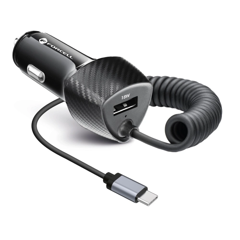 FORCELL Carbon CC50-1AC nabíječka do auta USB-C + USB