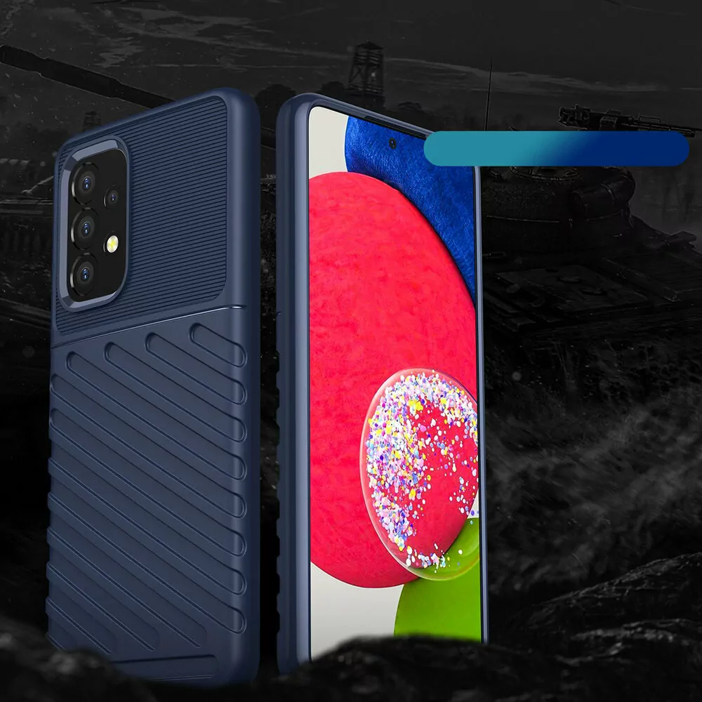 Odolnější gumové pouzdro Armored Thunder na mobil Samsung Galaxy A53 5G Modré