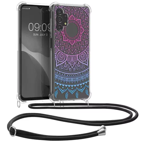 Pevné silikonové pouzdro kwmobile Crossbody na mobil Samsung Galaxy A13 s popruhem - indian sun