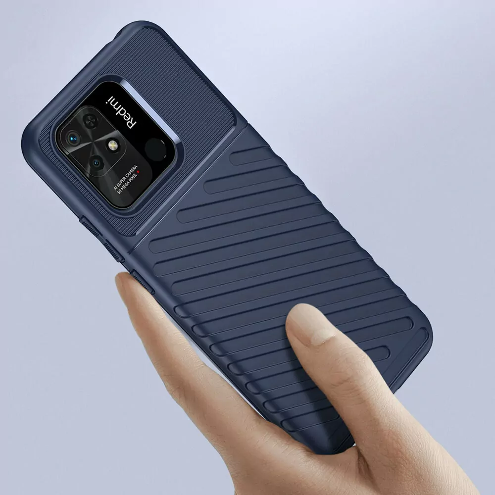 Odolnější gumové pouzdro Armored Thunder na mobil Xiaomi Redmi 10C Modré