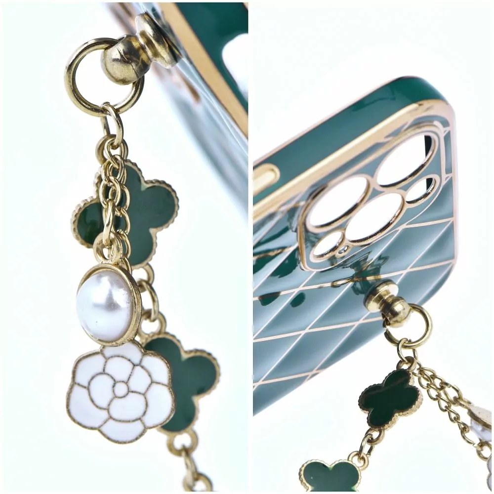 Silikonové pouzdro TREND na mobil Apple iPhone 12 Pro Zelené s ozdobou