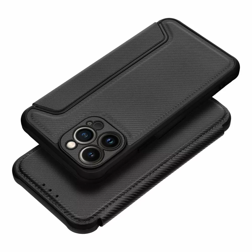 Ultimátní flip pouzdro RAZOR Coolcase Carbon na mobil Apple iPhone 13 Pro Max černé