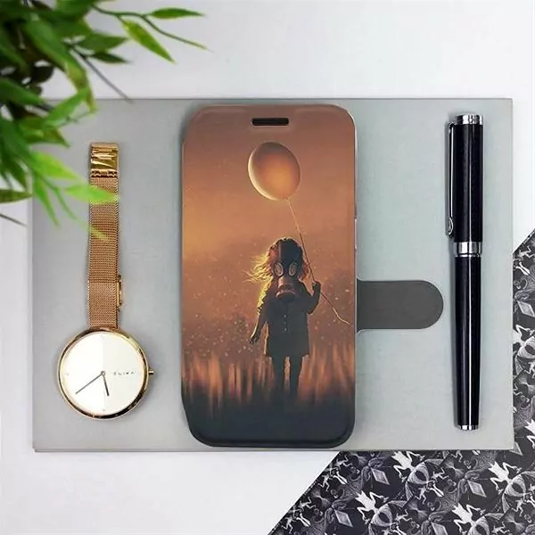 Flipové pouzdro Mobiwear na mobil Samsung Galaxy S10 Plus - MA05S Holčička s balónkem v plynové masce - VÝPRODEJ