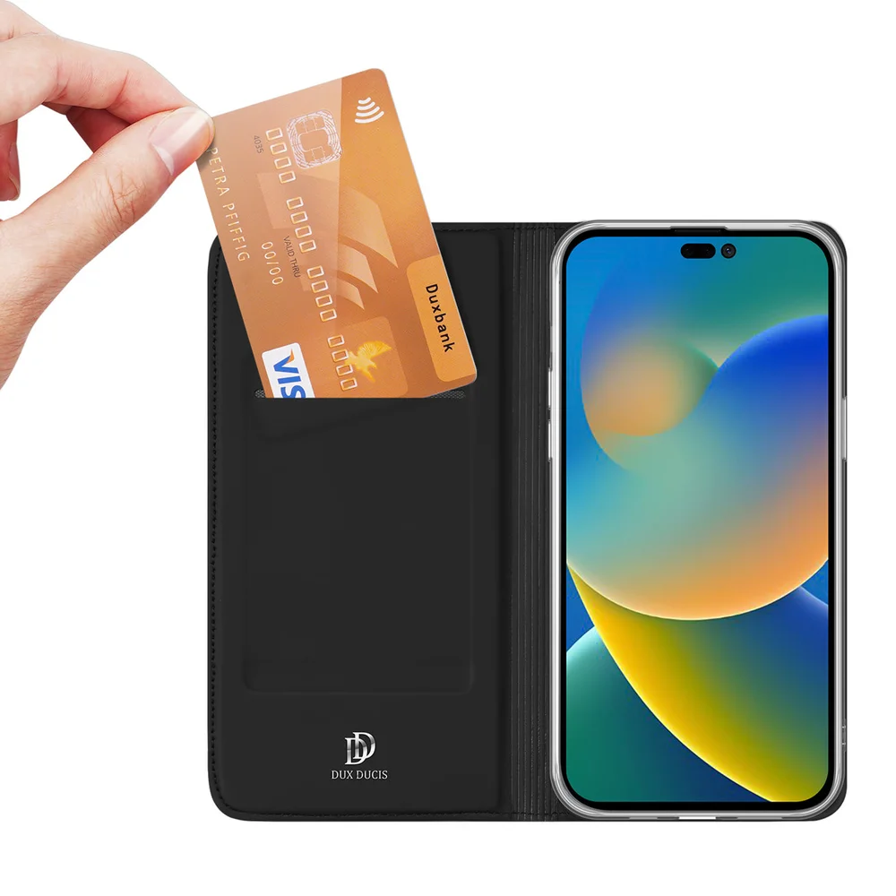 Prémiové flip pouzdro DUX DUCIS SKIN na mobil Apple iPhone 14 Pro Max - černé