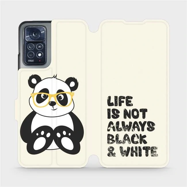 Flipové pouzdro Mobiwear na mobil Xiaomi POCO M4 Pro 5G / Xiaomi Redmi Note 11S 5G - M041S Panda - life is not always black and white - VÝPRODEJ