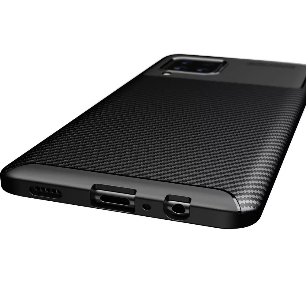 Silikonové pouzdro Premium Coolcase Carbon na mobil Samsung Galaxy A12 / M12 Černé