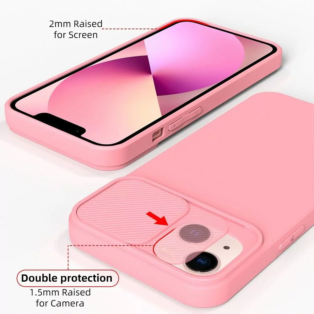 Silikonové pouzdro SLIDE Case s krytkou fotoaparátu na mobil Xiaomi Redmi 10C Růžové