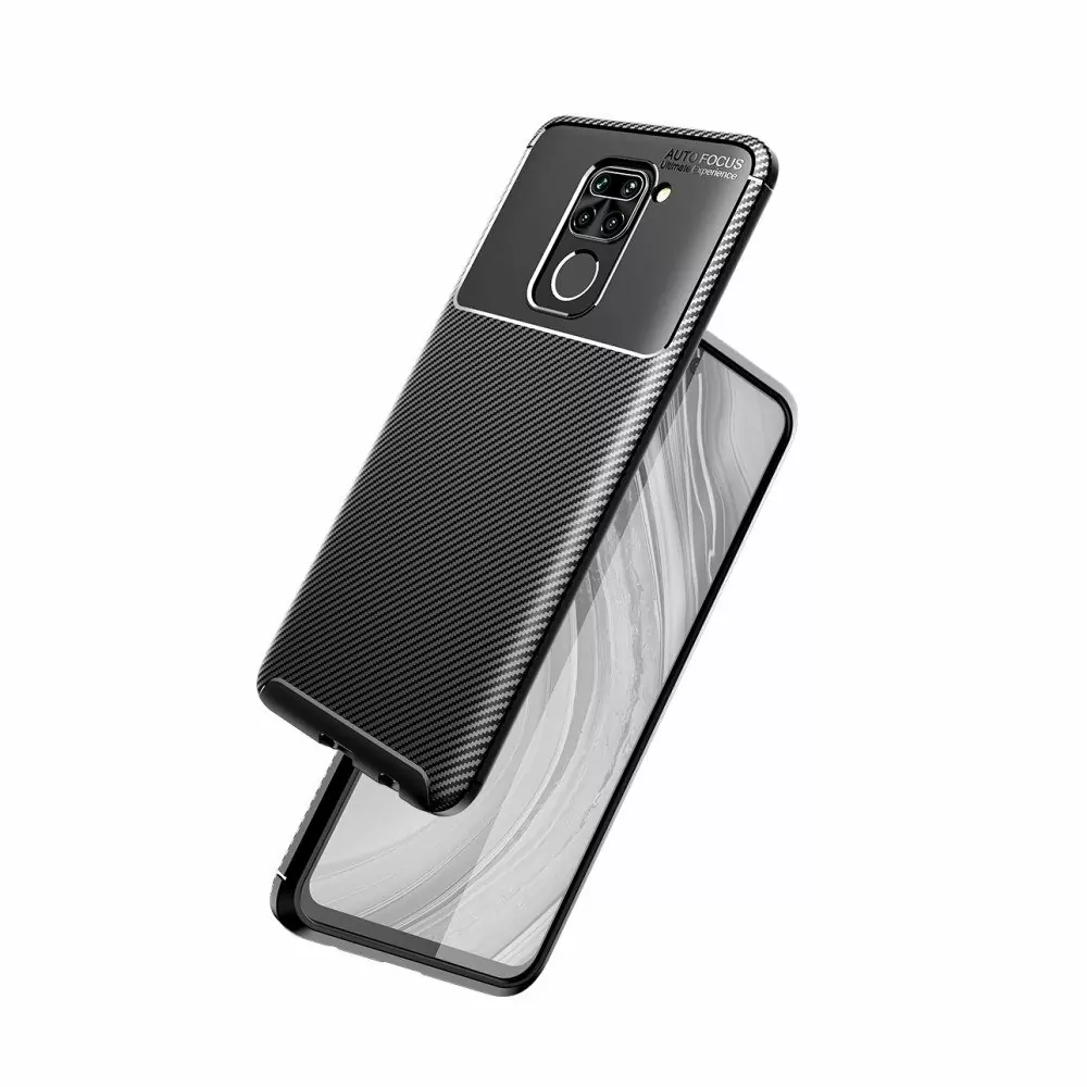 Silikonové pouzdro Premium Coolcase Carbon na mobil Xiaomi Redmi Note 9 Černé