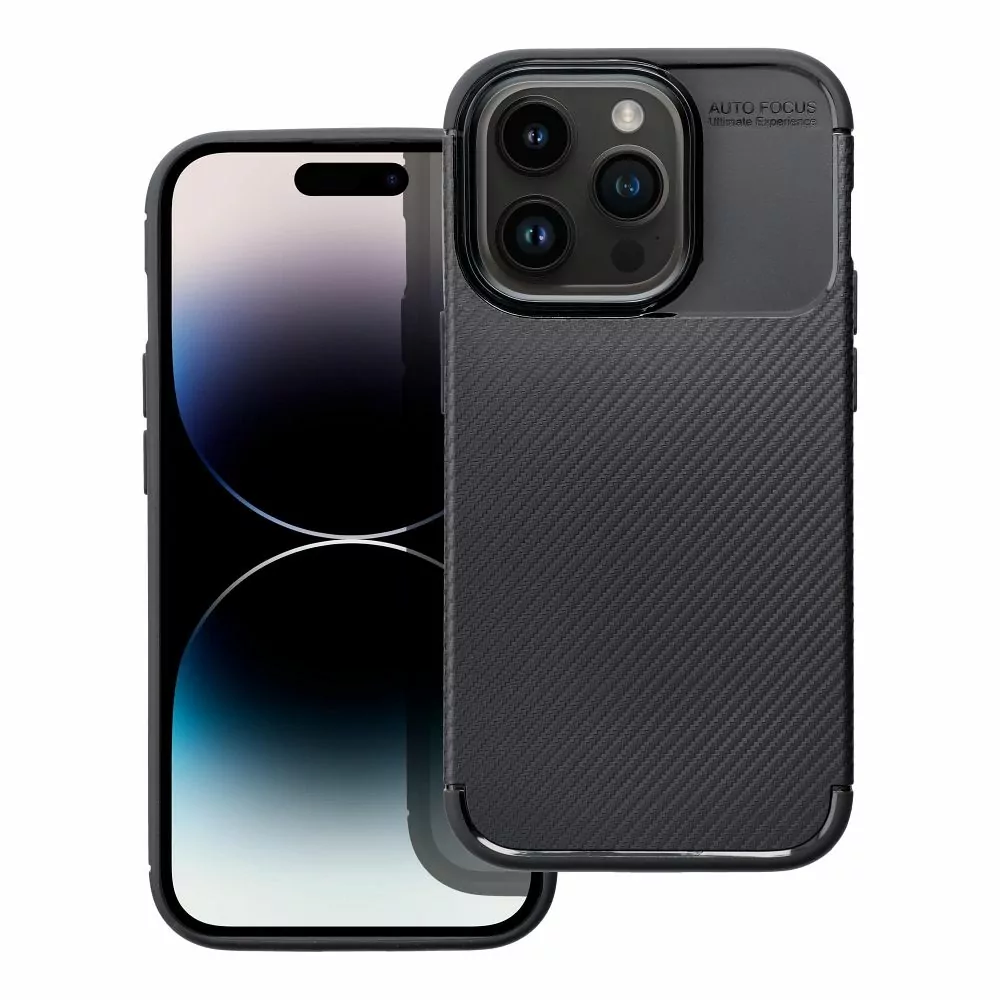 Silikonové pouzdro Premium Coolcase Carbon na mobil Apple iPhone 14 Pro Černé