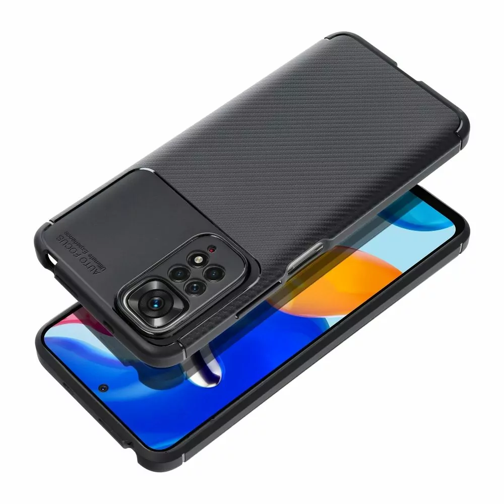 Silikonové pouzdro Premium Coolcase Carbon na mobil Xiaomi Redmi Note 11 / 11S Černé
