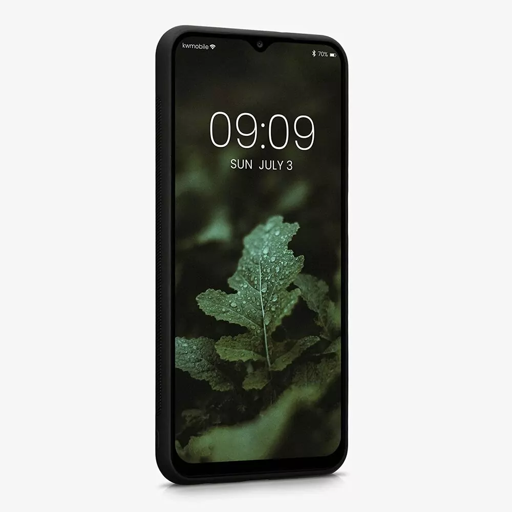 Dřevěné - silikonové pouzdro KWmobile na mobil Samsung Galaxy A13 4G Dark Green